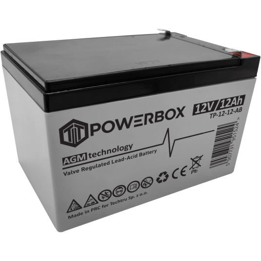 POWERBOX Akumulator VRLA AGM 12V 12Ah (Żywotność 6-9 lat)