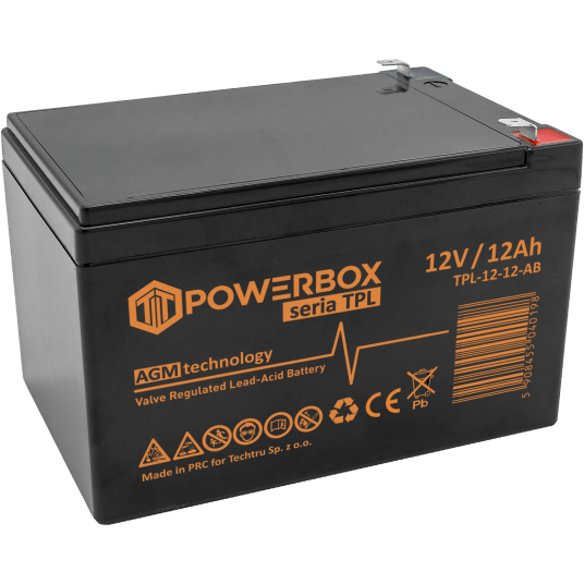 POWERBOX TPL Akumulator VRLA AGM 12V 12Ah (T2) (Żywotność 10-12 lat)