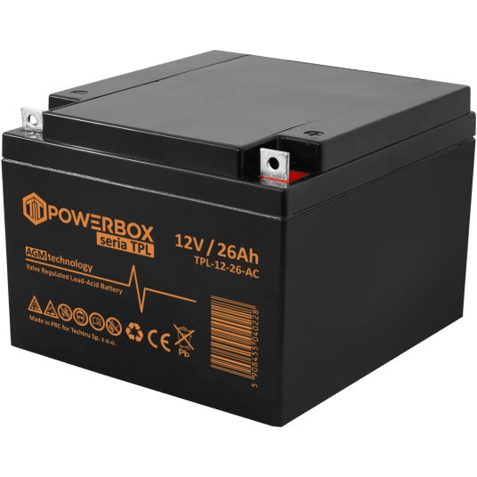 POWERBOX TPL Akumulator VRLA AGM 12V 26Ah (Żywotność 10-12 lat)