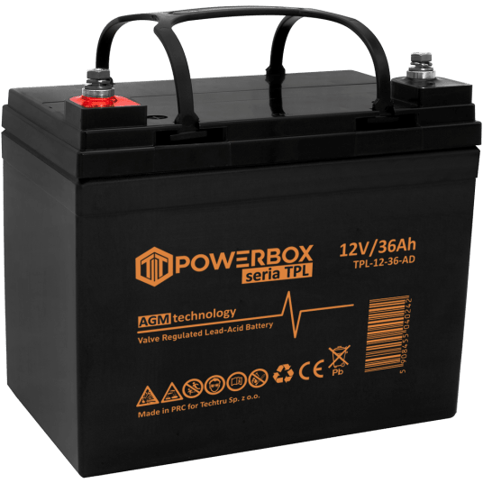 POWERBOX TPL Akumulator VRLA AGM 12V 36Ah (Żywotność 12 lat)
