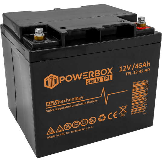 POWERBOX TPL Akumulator VRLA AGM 12V 45Ah (Żywotność 12 lat)