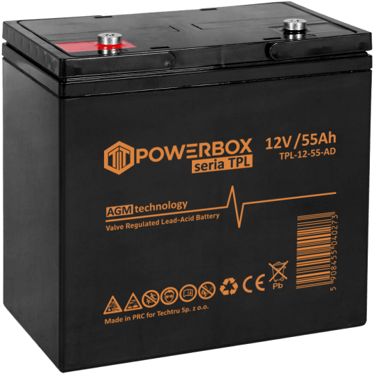 POWERBOX TPL Akumulator VRLA AGM 12V 55Ah (Żywotność 12 lat)