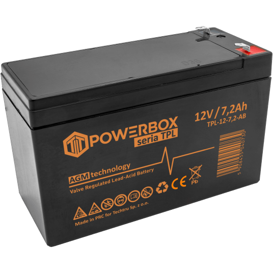 POWERBOX TPL Akumulator VRLA AGM 12V 7,2Ah (T) (Żywotność 10-12 lat)