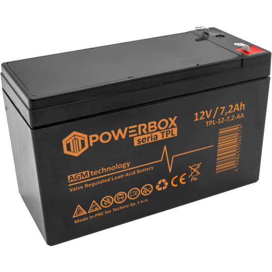 POWERBOX TPL Akumulator VRLA AGM 12V 7,2Ah (Żywotność 10-12 lat)