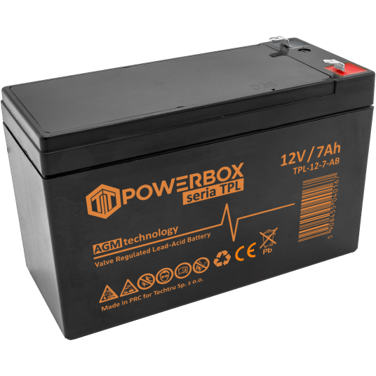 POWERBOX TPL Akumulator VRLA AGM 12V 7Ah (T2) (Żywotność 10-12 lat)