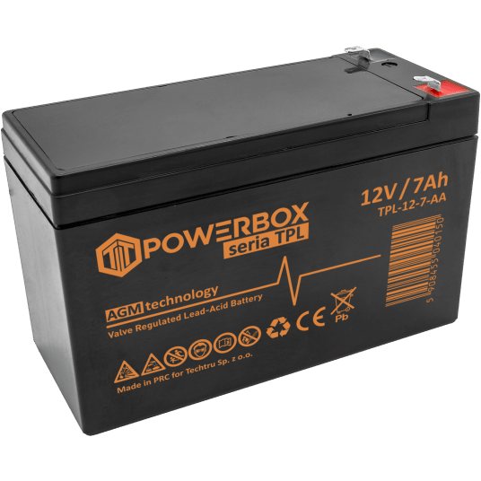 POWERBOX TPL Akumulator VRLA AGM 12V 7Ah (Żywotność 10-12 lat)