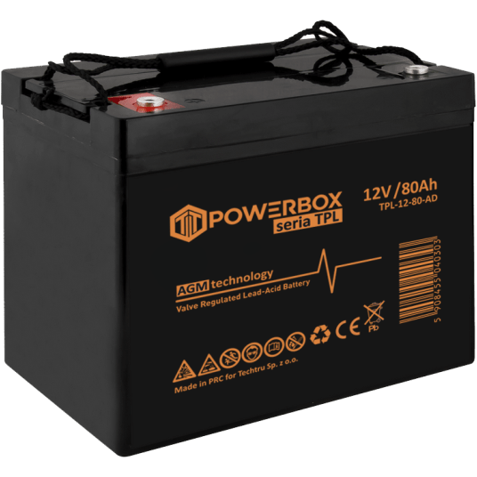 POWERBOX TPL Akumulator VRLA AGM 12V 80Ah (Żywotność 12 lat)