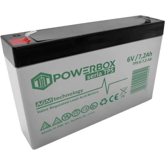 POWERBOX TPS Akumulator VRLA AGM 6V 7,2Ah (Żywotność 6-9 lat)