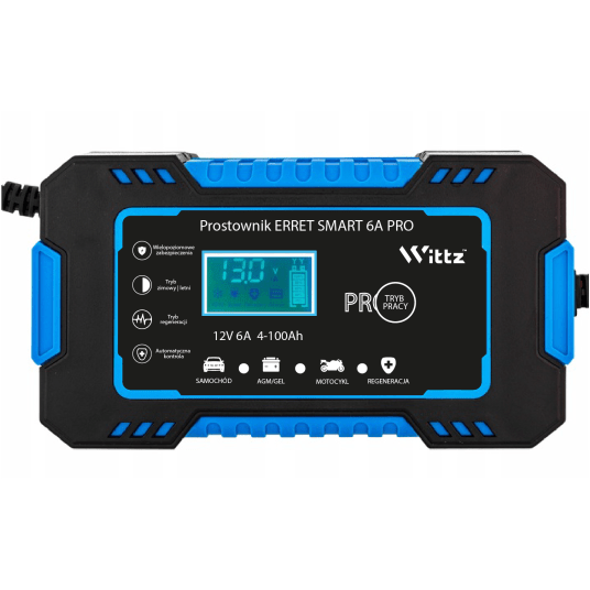 Prostownik mikroprocesorowy ERRET Smart PRO 6A 12V 6A (blue)