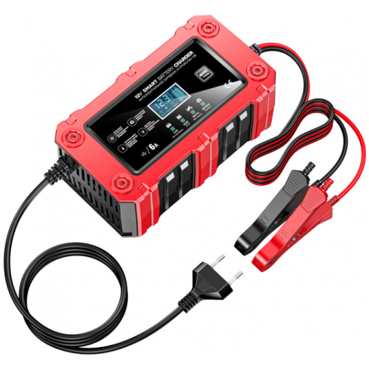 Prostownik mikroprocesorowy FOXSUR BC1206 12V 6A (Red) -zdjęcie numer 1