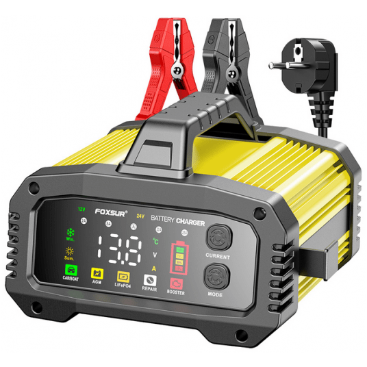 Prostownik mikroprocesorowy FOXSUR FPT_250 12V/24V 25A (Yellow) -zdjęcie numer 1