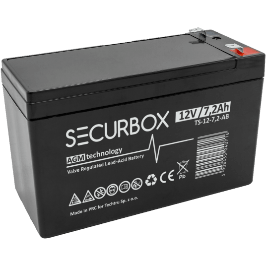 SECURBOX Akumulator VRLA AGM 12V 7,2Ah (T2) (Żywotność 5 lat)