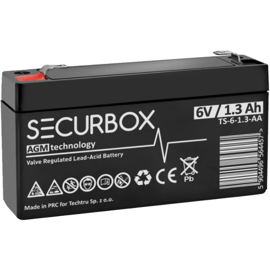 SECURBOX Akumulator VRLA AGM 6V 1,3Ah (Żywotność 5 lat)