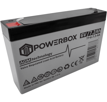 POWERBOX Akumulator VRLA AGM 6V 7,2Ah (Żywotność 6-9 lat)
