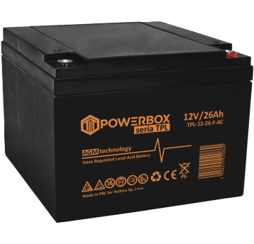 POWERBOX TPL Akumulator VRLA AGM 12V 26Ah (F) (Żywotność 10-12 lat)