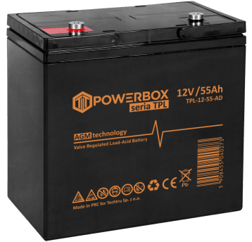 POWERBOX TPL Akumulator VRLA AGM 12V 55Ah (Żywotność 12 lat)