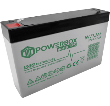 POWERBOX TPS Akumulator VRLA AGM 6V 7,2Ah (Żywotność 6-9 lat)