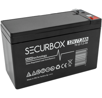 SECURBOX Akumulator VRLA AGM 12V 7,2Ah (T) (Żywotność 5 lat)