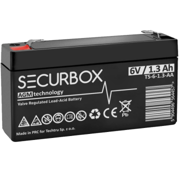 SECURBOX Akumulator VRLA AGM 6V 1,3Ah (Żywotność 5 lat)